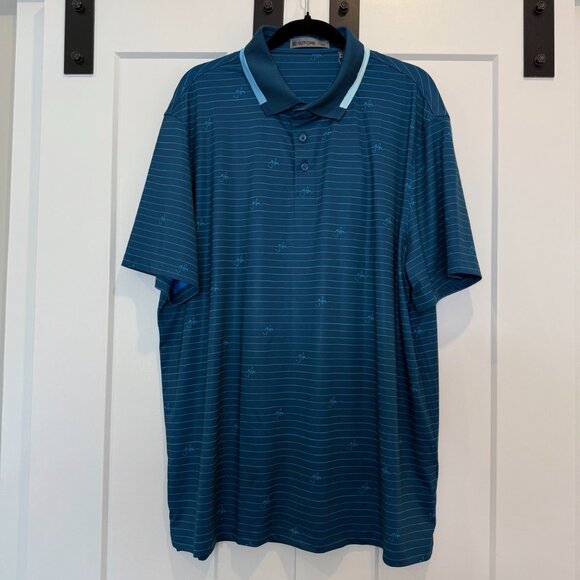 NWT G/FORE Script Stripe Tech Pique Golf Polo Men’s XXL Performance Stretch - Picture 2 of 10